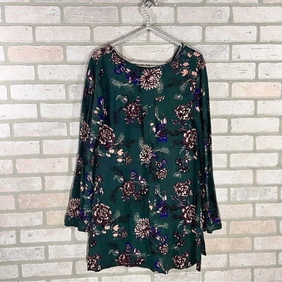 Free People Heartbeat Green Floral Print Shift Mini Tunic Dress Size XS - Picture 5 of 10